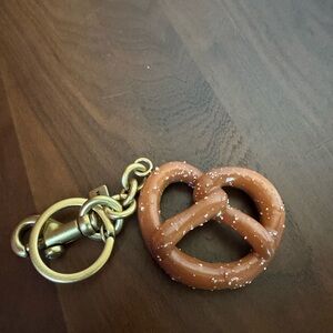 Coach Pretzel Keychain in Gold and Brown
